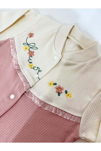 Gaye Çiçekli Pembe Yenidoğan Patikli Tulum