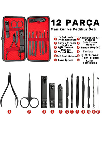 Albergio مجموعة مانيكير وباديكير احترافية مكونة من 12 قطعة - ستانلس ستيل |   ...
