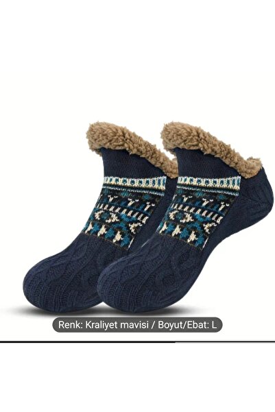 ORGANICYOU Yiwushi Winter Slipper Socks with Sherpa Lining for Men-Comfortable, Fluffy&Non-Slip Patterned Knit (L)