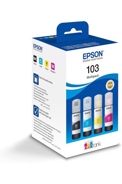 EPSON عبوة حبر EcoTank 103 - عبوة من 4 قطع (ألوان مختلطة)