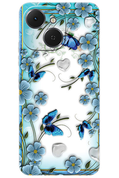 TECNO Spark 40C (KM4n) Uyumlu Kılıf Desen Baskılı Silikon Çiçek ve Kelebekler STK:547 CP-bO2Un75