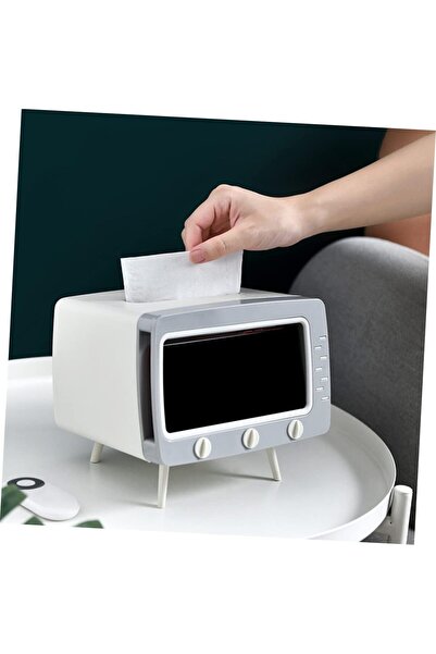 Livona Concep TV Şeklinde 2'si 1 Arada Peçete Kutusu ve Cep Telefonu Standı