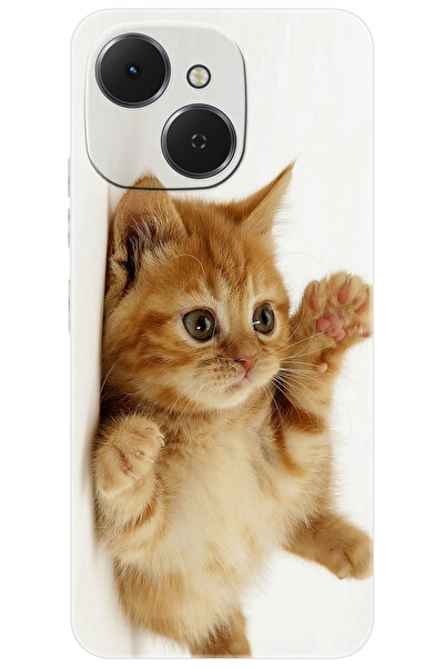 TECNO Spark 40C (KM4n) Uyumlu Kılıf Desen Baskılı Silikon Sevimli Kedi STK:205 CP-V05OHAg