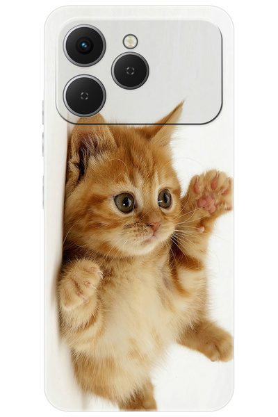 TECNO Spark 40 4G (KM5n) Uyumlu Kılıf Desen Baskılı Silikon Sevimli Kedi STK:205 CP-S2pwOi7