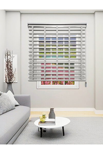YS PERDE TASARIM Picasso Shadow Silüet Kumaş Jaluzi Store Perde, Alüminyum Kasalı Yüksek Kaliteli - Gri 7686/SHADOW