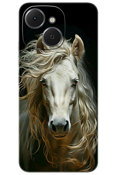 TECNO Spark 40C (KM4n) Uyumlu Kılıf Desen Baskılı Silikon Beyaz At STK:689 CP-DYDV9HP