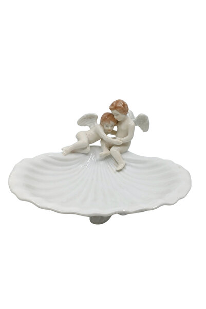 ITSOLD Veronese Porselen Melek Figürlü Dekoratif Takı Tabağı - Romantik Sunum...