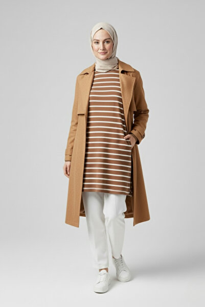 Lumieer Women's Hijab Striped Brown Tunic