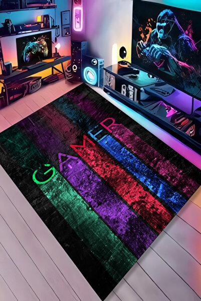 Kessy Home Studio Dijital Baskı Yıkanabilir Kaymaz Taban Gamer Halısı Genç Od...