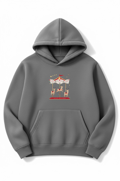 Altair Tr Oversized Smoke Gray Unisex Carousel Printed Sweatshirt