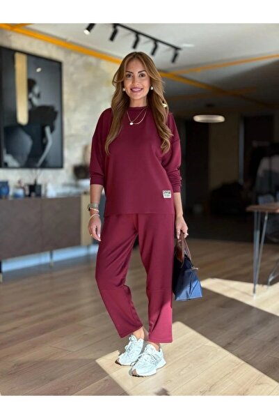 JANES Women's Long Sleeve Crew Neck Viscose Two Thread Blouse and Pants Double Suit