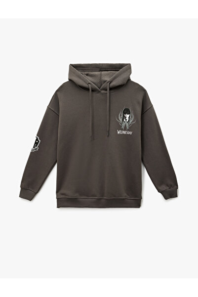 Koton Wednesday Licensed Hooded Back Printed Oversized Sweatshirt