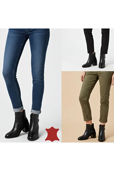 kevali Women's black ankle boots with chunky heel, zipper closure SN5002