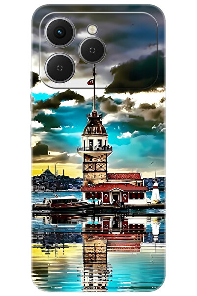 TECNO Spark 40 4G (KM5n) Uyumlu Kılıf Desen Baskılı Silikon Kız Kulesi STK:692 CP-HIXFwRi