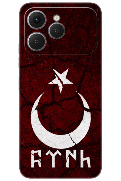 TECNO Spark 40 4G (KM5n) Uyumlu Kılıf Desen Baskılı Silikon Göktürkçe Türk STK:386 CP-9Kja9HM