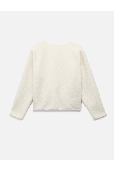 Koton Long Sleeve Buttoned Pocket Detailed Crew Neck Plush Jacket