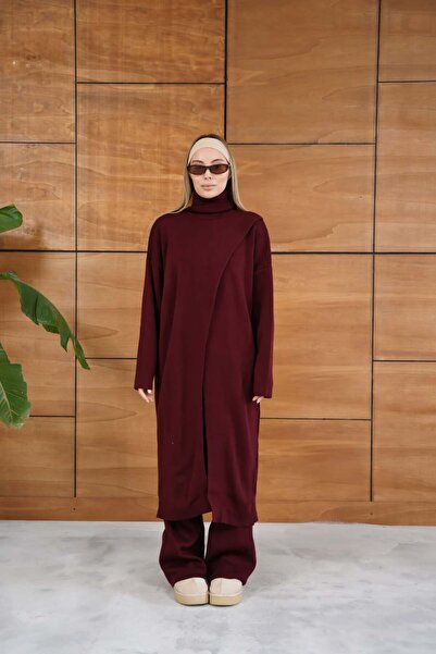 REDMİNA fashion Modern Asymmetrical Cut Three-Piece Knitwear Set