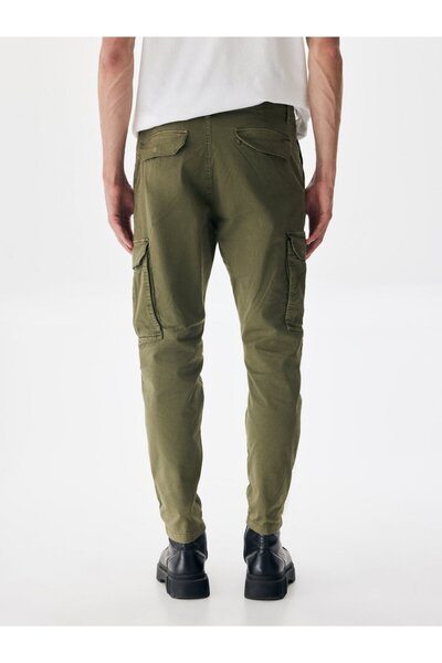 Ltb Straight Leg Gabardine Green Trousers