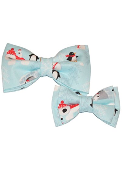 Papileon Set tata-fiu papioane bleu de Craciun "Polar Winter"