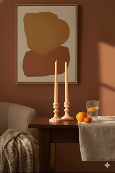 btm home Dekoratif Uzun Şamdan Mumluk Seti 2’li – Modern Masa Üstü Aksesuar &...