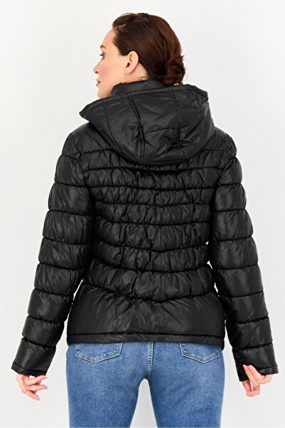 Kenneth Cole Women Long Sleeve Brand Logo Puffer Jacket, Black