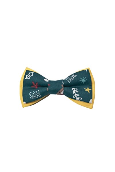Papileon Green Christmas bow tie for children 7-14 years old "Green Moose" (10x5 cm)