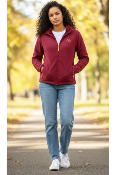 Star Fashion Women's fleece sweatshirt, fur lined inside, thick for winter, with zipper and pockets