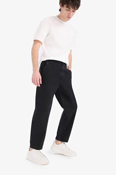 DeFacto 100% Cotton Relaxed Slouchy Fit Comfortable Cut Straight Leg Jeans E2900Ax25Sp