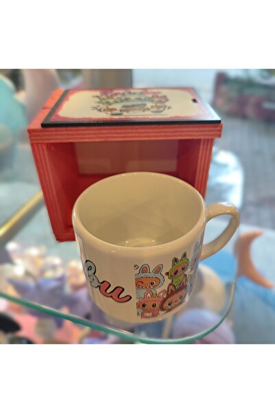 ada çanta kırtasiye Medium-Sized Porcelain Mug with Labubu Figure Wooden Box Ad66193