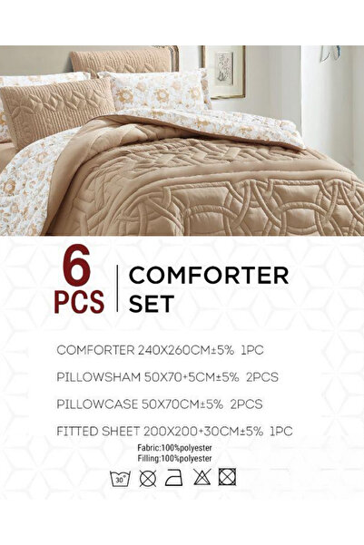 Generic 6-Piece Floral Comforter Set 240x260cm with Pillowshams, Pillowcases & Fitted Sheet Blanket House