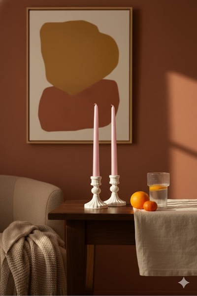 btm home Dekoratif Uzun Şamdan Mumluk Seti 2’li – Modern Masa Üstü Aksesuar &...