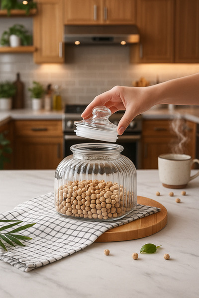 Paşabahçe Premium Cam Kapaklı Geniş Kavanoz-Mutfak Düzenleyici Saklama Kabı (2500ml)