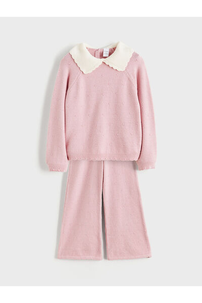 LC Waikiki Özmarka New Season Peter Pan collar Girls' Knitwear Sweater and Trousers