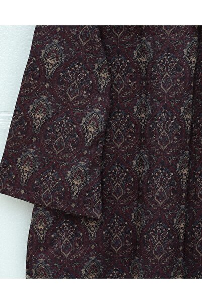 Modamorfo Apron Collar Half Buttoned Slit Quilted Tunic - Plum