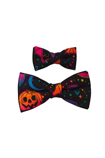 Papileon Father-son Halloween bow tie set "Happy Halloween" (12 x 6 cm and 10 x 5 cm)