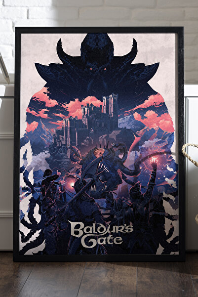 Duvarda Baldurs Gate crni drveni uokviren poster, dekorativna zidna slika igre