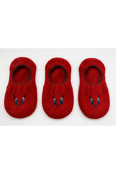 Ozzy Socks Women's Red Face Patterned Sleep Booties Socks 3 Pack