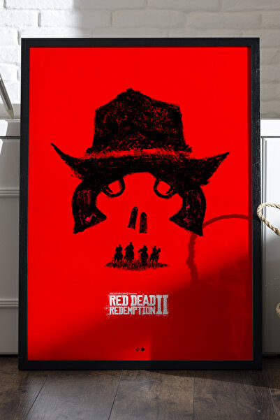 Duvarda Crni drveni poster iz igre Red Dead Redemption, dekorativna zidna slika