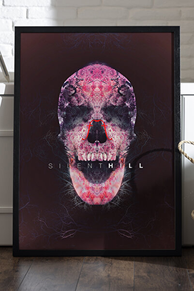 Duvarda Poster înrămat din lemn negru Silent Hill, pictură decorativă de pere...