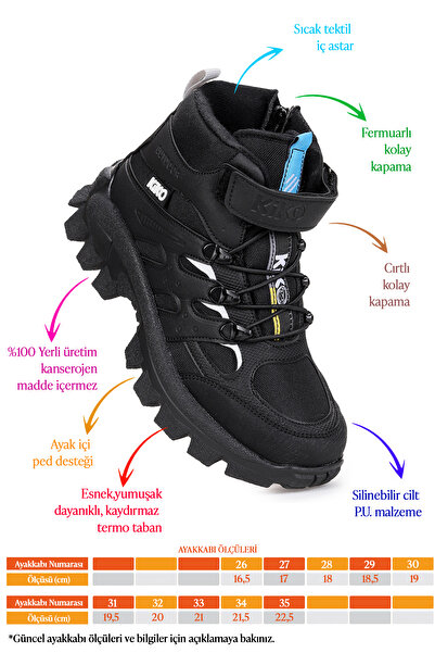 Kiko Kids Sumy Termo Taban Cırtlı Erkek Çocuk Spor Bot Ayakkabı