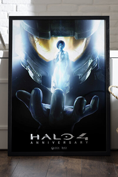 Duvarda Halo crni poster u drvenom okviru, dekorativna zidna umetnost za igre