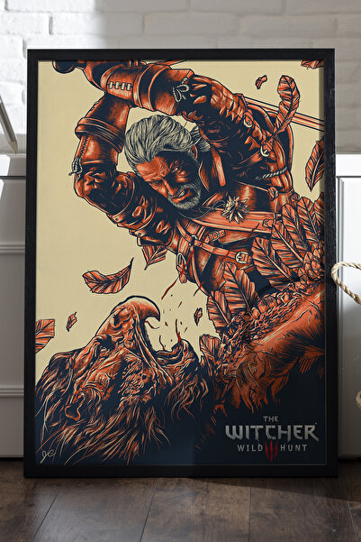 Duvarda Poster The Witcher cu ramă din lemn negru, pictură decorativă de pere...