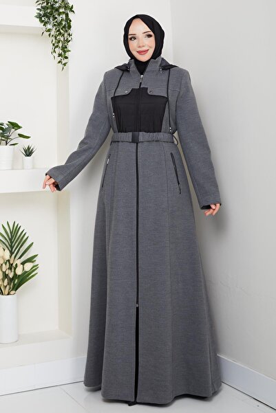 Doque Kışlık Kaşe Kadın Gri Pardesü Genç Spor Büyük Beden 58004
