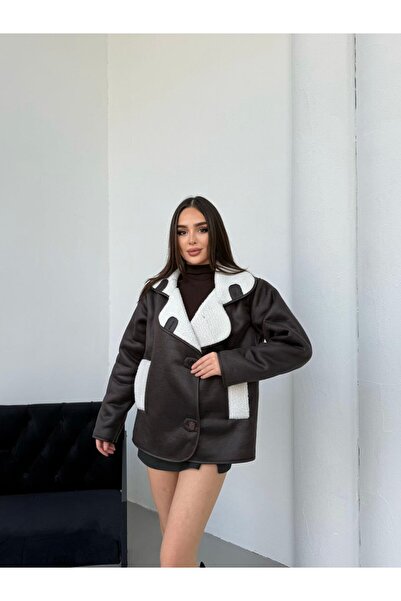 GM Butikk New Season Beautiful Pattern Zr Women's Oversized Suede Fur Detailed Women's Zr Coats Women Jacket Women