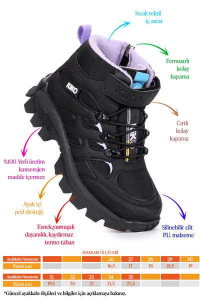 Kiko Kids Sumy Thermo Sole Velcro Girls' Sports Boots Shoes