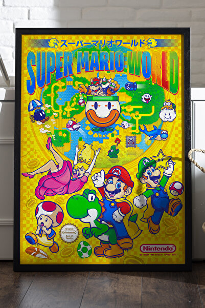Duvarda Poster cu ramă din lemn negru Super Mario, pictură decorativă de pere...