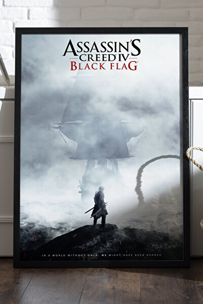 Duvarda Αφίσα Assassin's Creed Black Flag με μαύρο ξύλινο πλαίσιο, διακοσμητι...