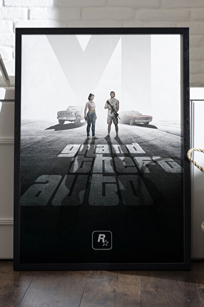 Duvarda Αφίσα GTA με μαύρο ξύλινο πλαίσιο, διακοσμητική ζωγραφική τοίχου για ...