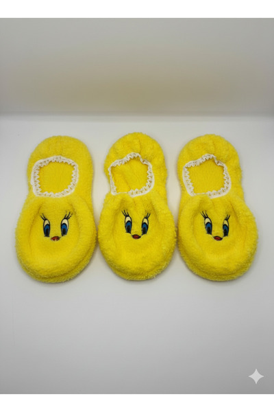 Ozzy Socks Women's Yellow Face Patterned Sleep Booties Socks 3 Pack