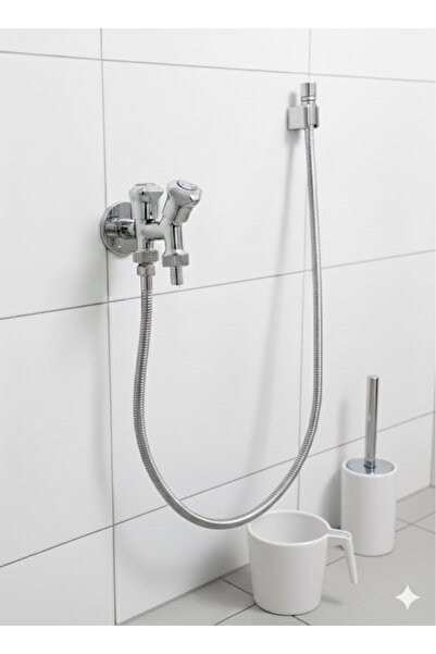 RCYAPI Çift Çıkışlı Taharet Musluğu Tuvalet Seti - Fıskiye (Sprey) ve Maşrafa Doldurma Özelliği